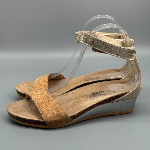 Naot Pixie Women's 6 Cork Ivory Sandals Strappy Wedge Ankle Strap Comfort Shoes - Picture 5 of 11